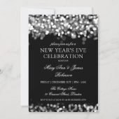 Eleganter Silvester Silver Glimmerlicht Einladung (Vorderseite)