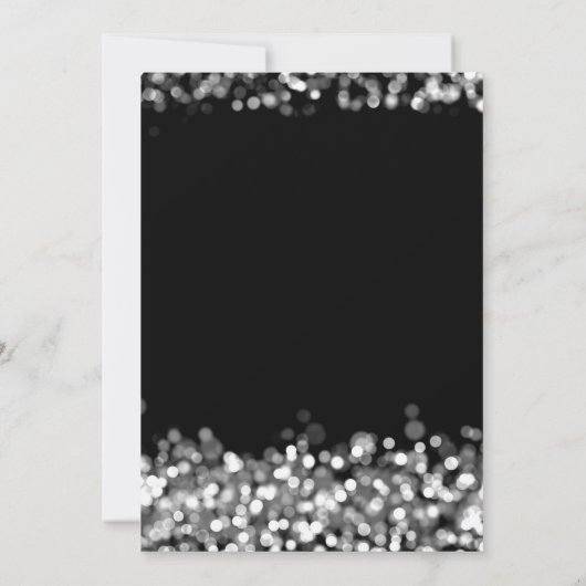 Eleganter Silvester Silver Glimmerlicht Einladung (Rückseite)