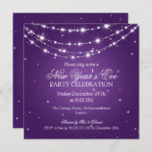 Eleganter Silvester Sparkling Chain Lila Einladung (Vorne/Hinten)