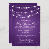 Eleganter Silvester Sparkling Chain Lila Einladung (Vorne/Hinten)