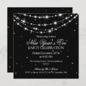 Eleganter Silvester Sparkling Einladung (Vorne/Hinten)