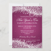 Eleganter Silvester Sparkling Wave Pink Einladung (Vorderseite)
