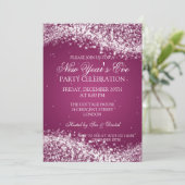 Eleganter Silvester Sparkling Wave Pink Einladung (Stehend Vorderseite)