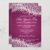 Eleganter Silvester Sparkling Wave Pink Einladung (Vorne/Hinten)