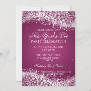 Eleganter Silvester Sparkling Wave Pink Einladung