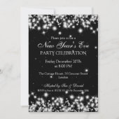 Eleganter Silvester Winter Sparkle Schwarz Einladung (Vorderseite)