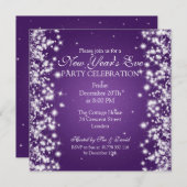Eleganter Silvester Wintergarten Lila Einladung (Vorne/Hinten)