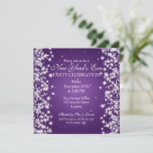 Eleganter Silvester Wintergarten Lila Einladung (Stehend Vorderseite)