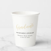 Eleganter Simple Gold Script Abschluss White Pappbecher (Vorderseite)