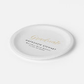 Eleganter Simple Gold Script Abschluss White Pappteller (Schrägansicht)