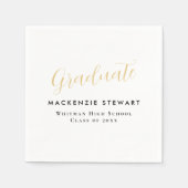 Eleganter Simple Gold Script Abschluss White Serviette (Vorderseite)