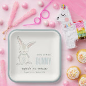 Eleganter Simple Niedlich Blue Bunny Boys Kinderge Pappteller (Party)