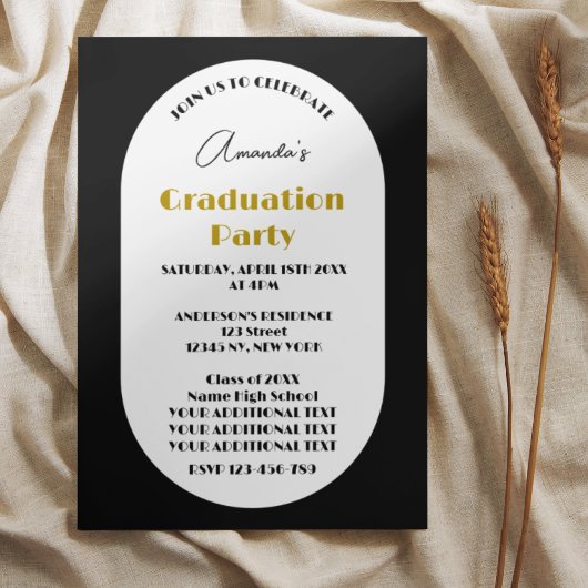 Eleganter Simple Script Arch Foto Gold Abschluss Einladung