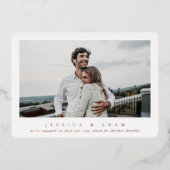 Eleganter Single Foto Foil Verlobung Ankündigung (Vorderseite)