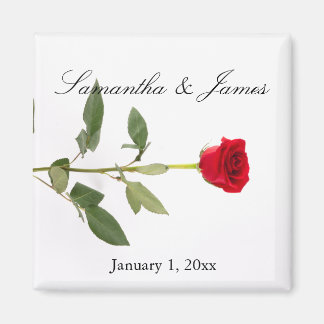 Eleganter Single Long Stem Rote Rose Magnet