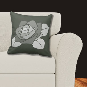Eleganter Single Rose Blossom auf Grau Kissen