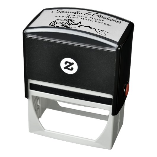 Eleganter Single Rose Hochzeitadresse Permastempel (Produkt)