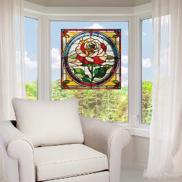 Eleganter Single Rose Imitate aus festem Glas Fensteraufkleber