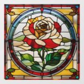 Eleganter Single Rose Imitate aus festem Glas Fensteraufkleber (Blatt)