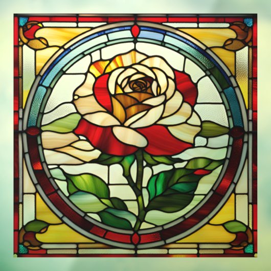 Eleganter Single Rose Imitate aus festem Glas Fensteraufkleber (Blatt 3)