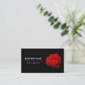 Eleganter Single Rote Rose Blume Schwarz Weiß Visitenkarte (Stehend Vorderseite)
