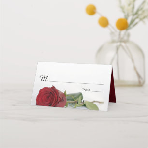 Eleganter Single Rote Rose Hochzeitsstichtraining Platzkarte