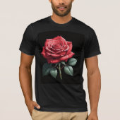 Eleganter Single Rote Rose T - Shirt - Minimalisti (Vorderseite)