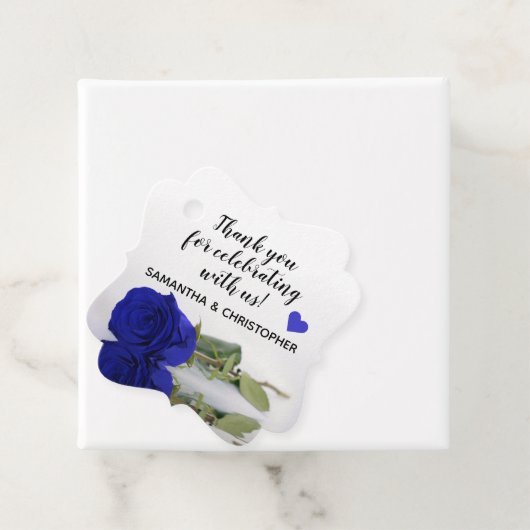 Eleganter Single Royal Blue Rose Wedding Vielen Da Geschenkanhänger (Beispiel)