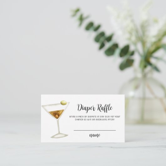 Eleganter Sip Siehe Martini Diaper Raffle Baby Dus Begleitkarte (Stehend Vorderseite)