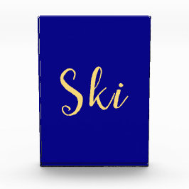 Eleganter SKI Text farbenfroher Royal Blue Hinterg Fotoblock
