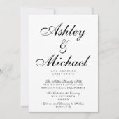 ELEGANTER SKRIPT TYPOGRAPHIE Schwarz/Weiß Hochzeit Einladung (Vorderseite)