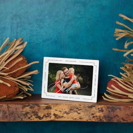 Eleganter Skriptbester Vater je benutzerdefinierte Fotoplatte (Seite)