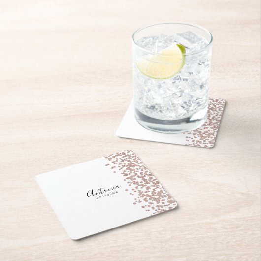 Eleganter Skriptname Birthday Rechteckiger Pappuntersetzer (Vor Ort)