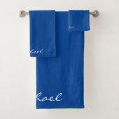 Eleganter Skriptname Moderne Vorlage Deep Blue Badhandtuch Set (Insitu)