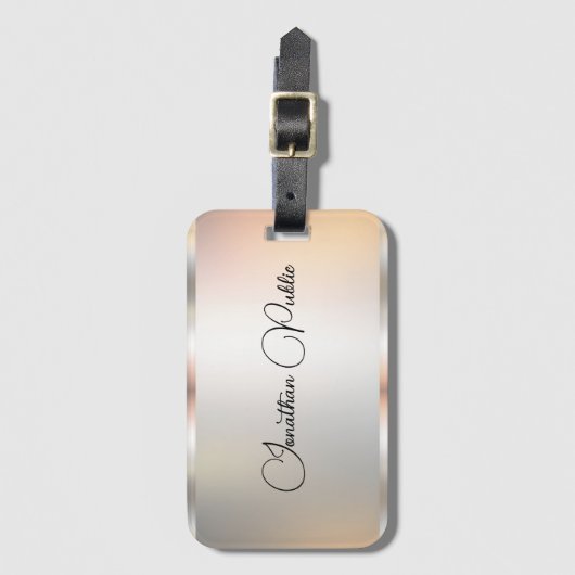 Eleganter Skriptname Silver Template Typografie Gepäckanhänger (Vorderseite Vertikal)