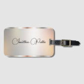 Eleganter Skriptname Silver Template Typografie Gepäckanhänger (Vorderseite (Horizontal))
