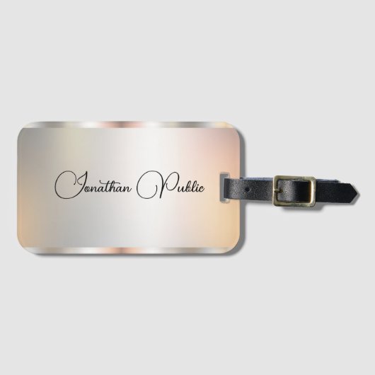 Eleganter Skriptname Silver Template Typografie Gepäckanhänger (Vorderseite (Horizontal))