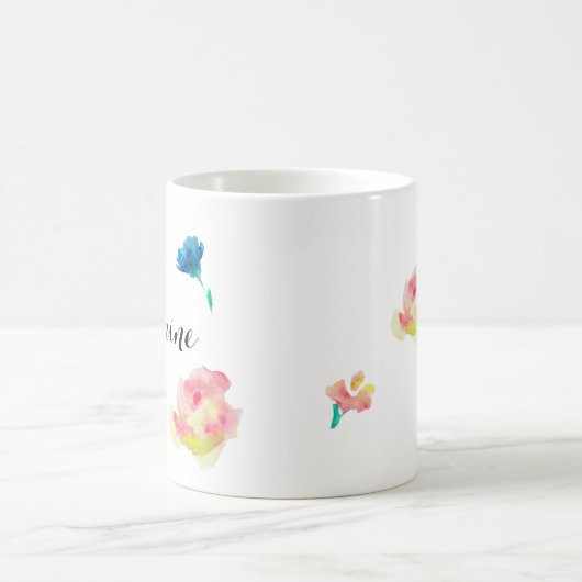 Eleganter Skripttyp, boho-Wasserfarbe-Blume Kaffeetasse (Mittel)