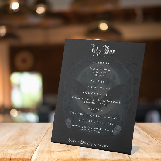 Eleganter Skull Bats Gothic Moon Hochzeit der Bar Sockelschild