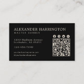 Eleganter Smaragd-Alligator-Friseur-QR-Code Visitenkarte (Rückseite)