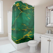 Eleganter Smaragdgrün- und Goldmarmor Duschvorhang (Beispiel)