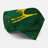 Eleganter Smaragdgrün- und Goldmarmor Krawatte (Gerollt)