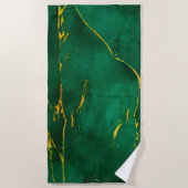 Eleganter Smaragdgrün- und Goldmarmor Strandtuch (Vorderseite)