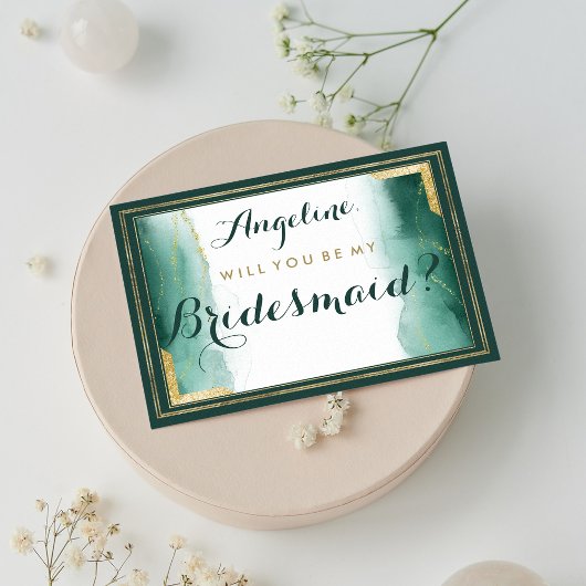 Eleganter smaragdgrüner Glitzer Bridesmaid Einladung