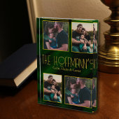 Eleganter Smaragdgrüner Goldrahmen 4 Foto Block