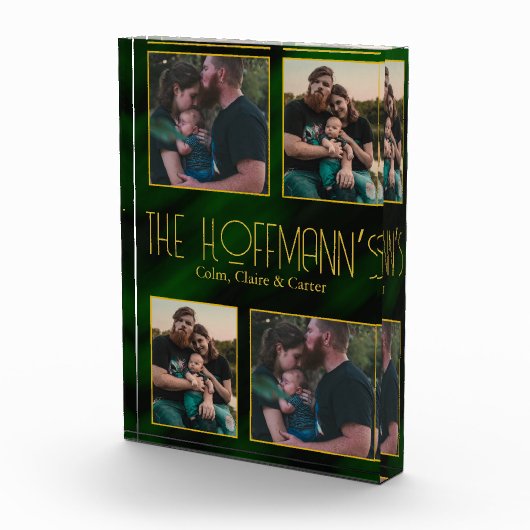 Eleganter Smaragdgrüner Goldrahmen 4 Foto Block (Rechts)