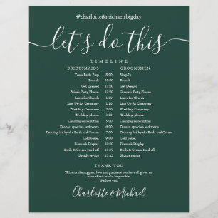 Eleganter Smaragdgrüner Hochzeitsplan Zeitachse