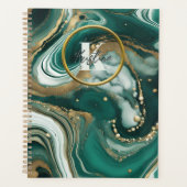 Eleganter Smaragdgrüner Marmor mit Gold Flecks Planer (Vorderseite)