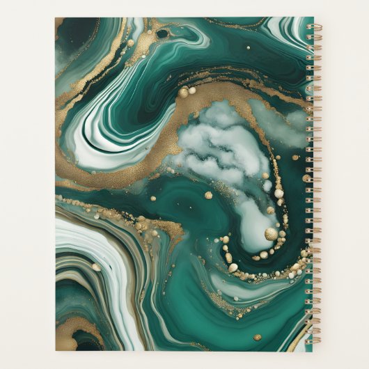 Eleganter Smaragdgrüner Marmor mit Gold Flecks Planer (Rückseite)