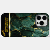 Eleganter smaragdgrüner Marmor mit goldenen Detail Case-Mate iPhone Hülle (Rückseite (Horizontal))